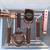 Bar Tool Set 5 Pieces w/Stand Wood Metal Bronze Mid-Century Style 6 thumbnail