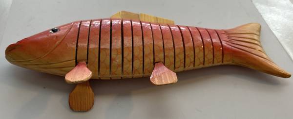 Rticulated Or Reticulated Hand-Carved Wooden Fish Sculpture 1