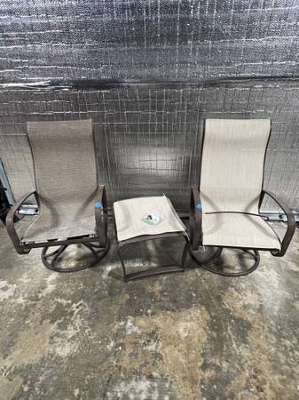 2 Tropitone chairs and one footstool 1