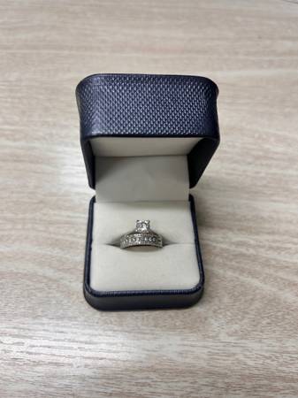 Engagement ring and wedding band, white gold, size 5.5- from Helzberg 1