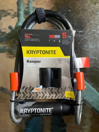 NEW Kryptonite Keeper large heavy duty U bolt bike lock + 4 foot cable 1