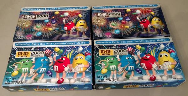 M&M's "MILLENNIUM" 2000 box candy (x4) unopened 1