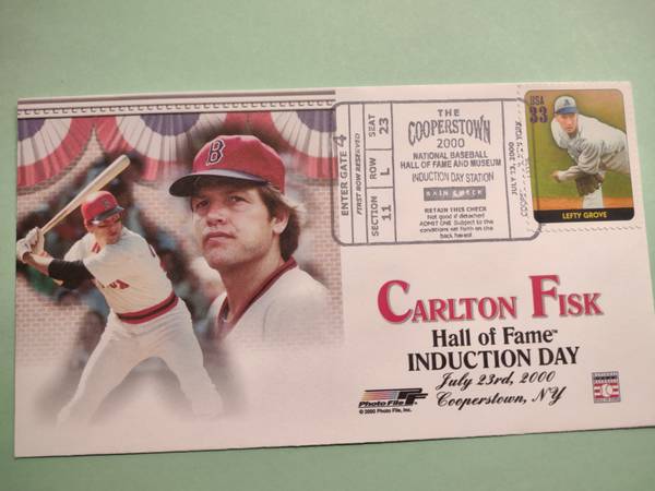 Carlton Fisk HoF Induction Envelope / Postmarked Cooperstown / Mint 1