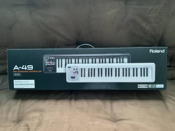 Roland A-49 49-key Keyboard MIDI Controller w/ DP-2 Sustain Pedal, USB Cable, Ab 1