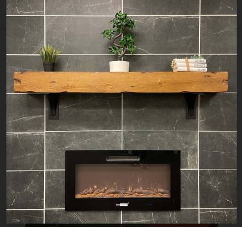 Brand New 5' Distressed Real Wood Mantel Floating Shelf For Fireplace BNIB Never 1