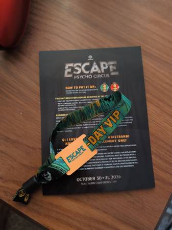 ESCAPE PSYCHO CIRCUS 2 DAY VIP TICKET 1