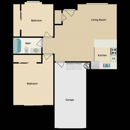 ATTACHED GARAGE! GATED COMMUNITY! 2 BEDROOM 1 BATHROOM APARTMENT! 1