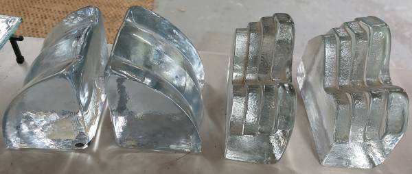 Blenko-style Glass Bookends 1