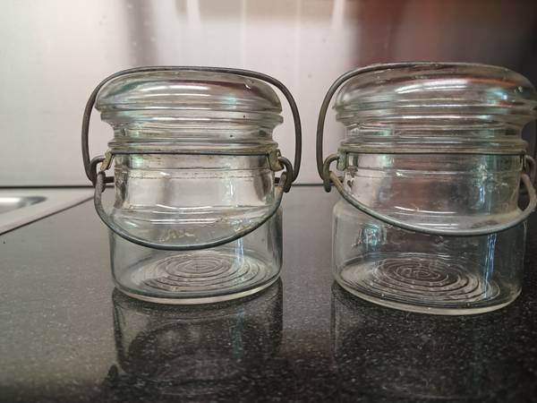 OLD 1923-1933 VINTAGE BALL IDEAL CLEAR GLASS HALF PINT CANNING JAR LID 1