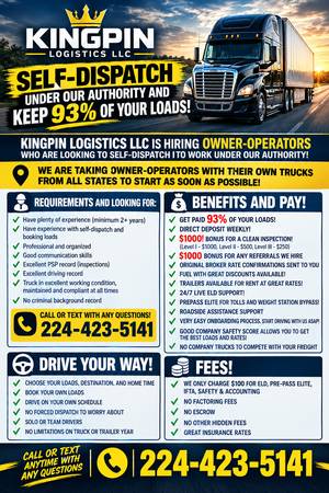 💲93%💲OWNER OPERATORS DRIVE WITH US AND KEEP💲93%💲OF YOUR LOADS!!! 1