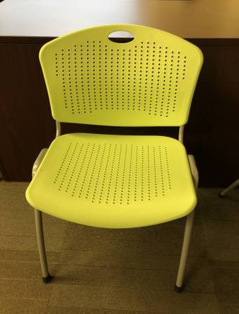7 Used SitOnIt Stack Chairs, Light Green Plastic 1