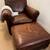Crate and Barrel leather club sofa chair and ottoman 2 thumbnail