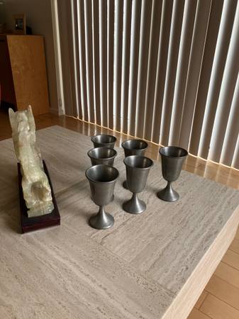 Six Pewter Goblets 1