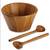 Anolon 3-Piece Teak Wood Handcrafted Elegant Salad Serving Bowl Set 7 thumbnail