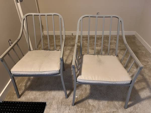 Pair 2 Threshold Morie Vertical Slat Stack Chairs with Cushions Grey P 1