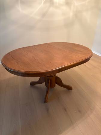 Solid Oak Dining Table with Leaf and Two Chairs 1