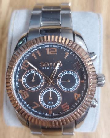 SO&CO New York Men's Black Dial Stainless Steel Watch Brass & Copper 1