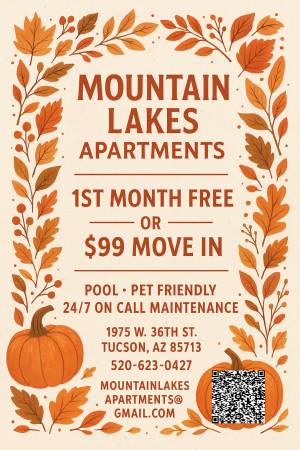 $1 / 1br - 615ft2 - 🌵 Mountain Lakes Apartments – ¡Tu nuevo hogar en el soleado Tucson! 🏡☀️ (Tucson)63675048710787120