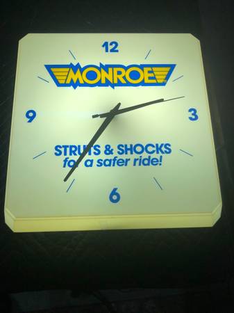 Vintage lighted Monroe Shock absorber dealer clock 1