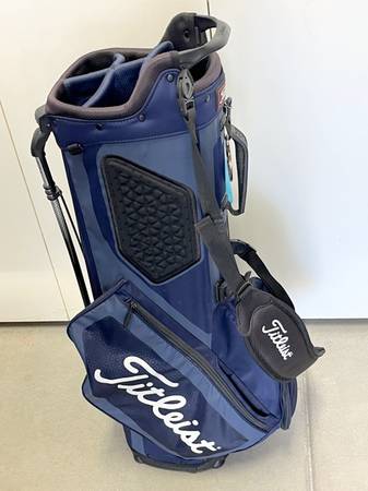 Titleist Players Stand Bag Navy Blue with Golf Club travel cover 1