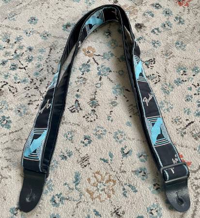 Fender 2" Monogrammed Guitar Strap 2016 - Black / Light Grey / Blue 1