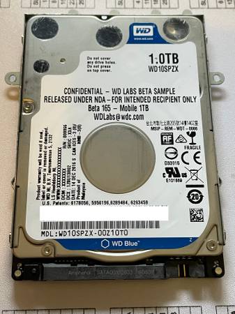 Western Digital 1TB SSHD Beta Test Hybrid Drive 1