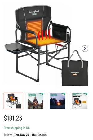 SunnyFeel Heated Camping Chair- Brand new Down from $ 181.00 1