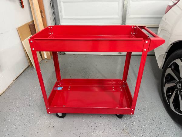 Red Metal Utility Cart 1