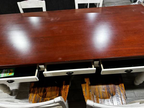 🏡 STUNNING Farmhouse 96" Two-Tone Dining Set (Table w/ Storage + 6 Chairs) 1