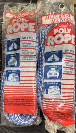 Two 50' Braided Polypropylene ¼" Ropes 1