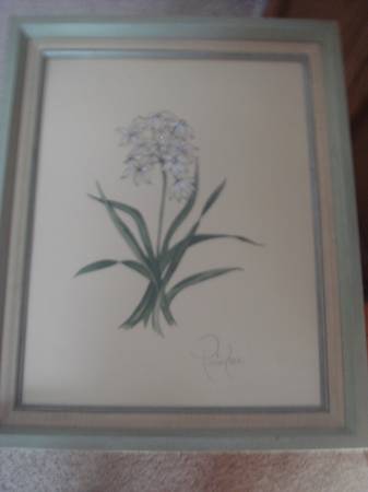 Autographed Framed Painted Flower  21.5 x 117.25 1