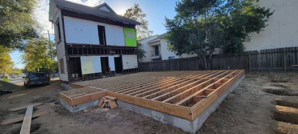 Foundation work and framing work. 1