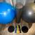 2 YOGA/EXERCISE BALLS—1 ROLLER—4 FIT-BANDS—2 SLIDERS—MINT CONDITION 1 thumbnail
