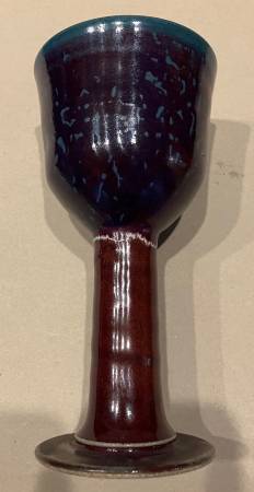 Pair of Unique Stuart Signed Ceramic Goblets 1