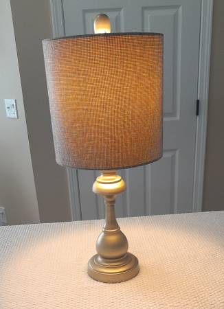 Modern Transitional Brushed Gold Table Lamp with Textured Drum Shade 1