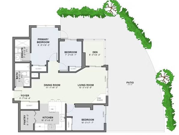3BD + Sunroom Office - 675 SF Private Garden Patio - PET OK - AC WD 1