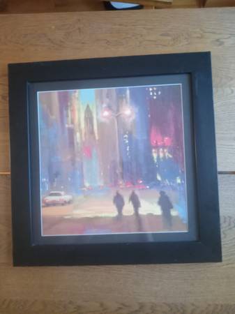 Framed Watercolor Abstract Painting Of Cityscape 1