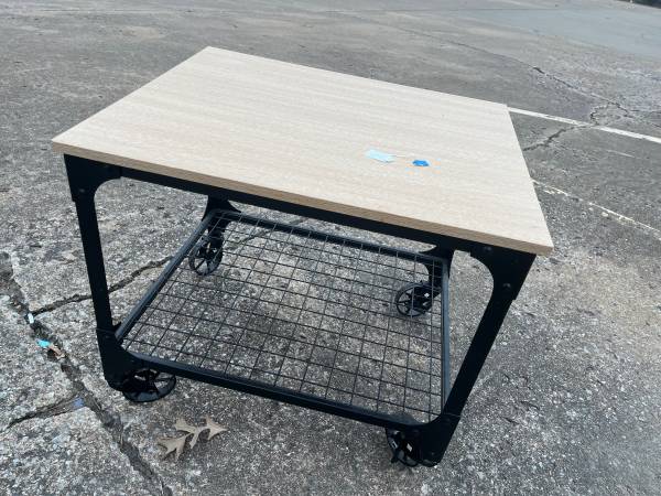 solid coffee table with wheels 1