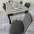 Gray extendable dining table set for 6 with 6 leather chairs 6 thumbnail