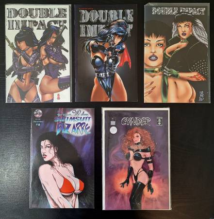 5 INDIE COMIC BOOKS LOT - FANTASY/ SWIMSUIT / 90s STYLE