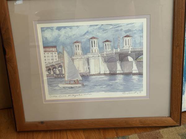 Framed Sailboat Print, signed by Robert Kennedy 1