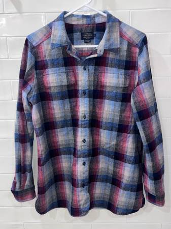 PENDLETON Women’s Multicolor Plaid Wool Board Flannel Shirt Size L 1