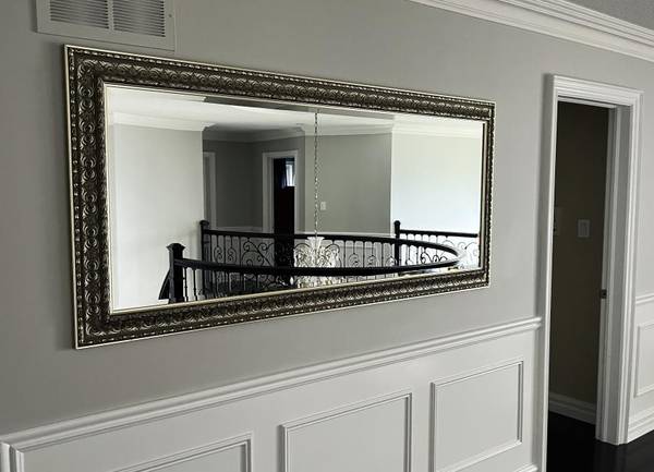 Italian Wall Hanging Decorative Silver Wooden Mirror 1
