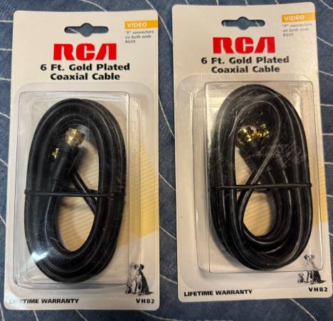 11 RCA 6' Gold Plated Coaxial Cable (F Connectors both ends) - NEW 1