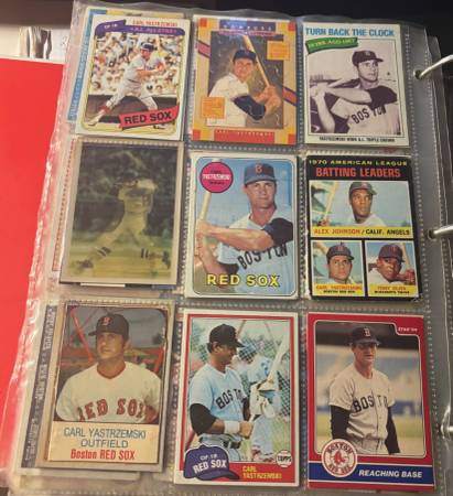 Carl Yastrzemski Boston 9 baseball cards Hall of Fame buy 1 or all 1
