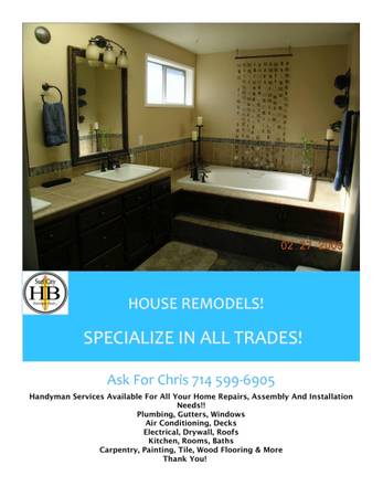 Contractor Chris Construction, Handyman EXPERIENCED in all trades. Call and Sav 1