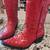 ROGER'S Red Ostrich Leather cowboy boots 2 thumbnail