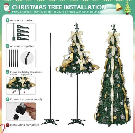 Union Tree pop up/collapsable silver & gold snowflake tree. 1