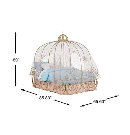 Disney Princess Royal Gold Queen Carriage Bed With Canopy 1