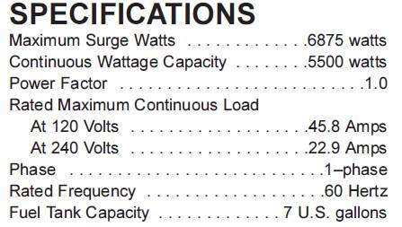 GENERAC PORTABLE PRODUCTS 5500 XL 1